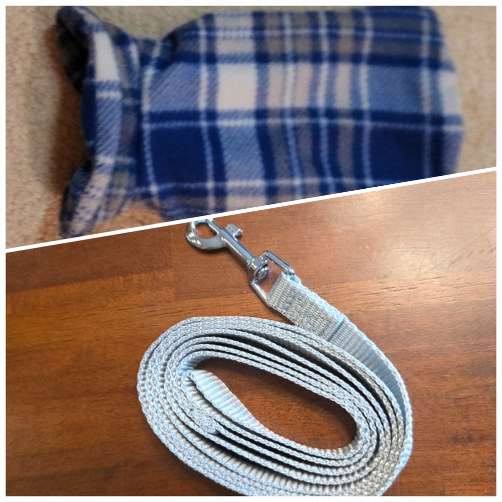 New Small Dog Lot Handmade Plaid Fleece Velcro Jacket Fits 7lbs & 60 inch Leash